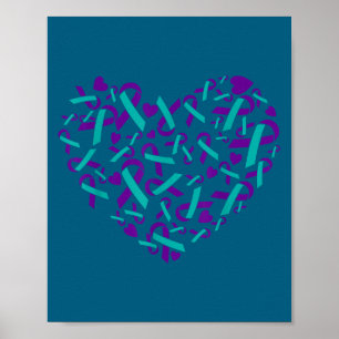 Suicide Prevention Awareness Teal &amp; Purple Rib Poster