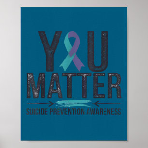 Suicide Prevention Awareness Teal &amp; Purple Rib Poster