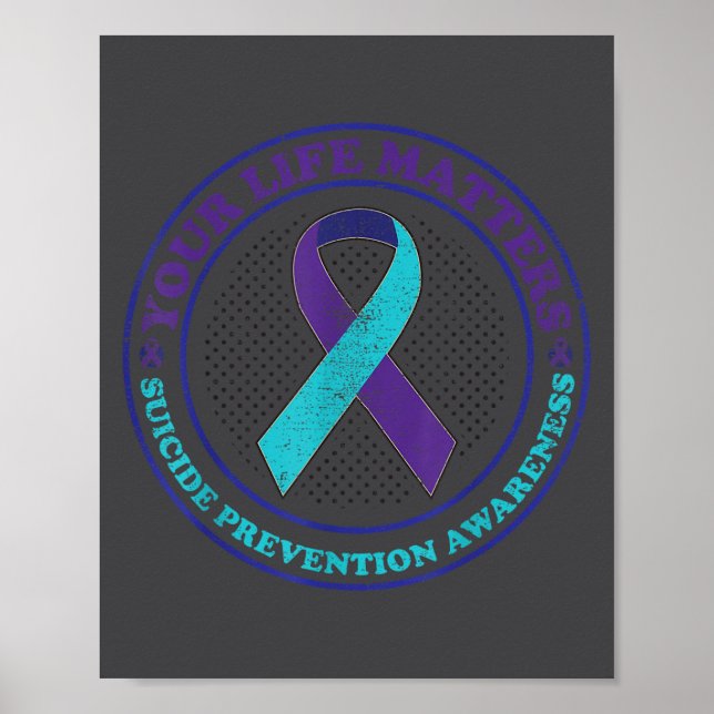 Suicide Prevention Awareness Teal &amp; Purple Rib Poster (Front)