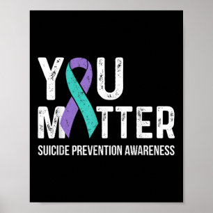 Suicide Prevention Awareness Teal &amp; Purple Rib Poster