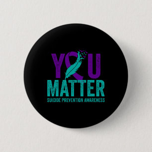 Suicide Prevention Awareness Teal And Purple Ribbo 6 Cm Round Badge