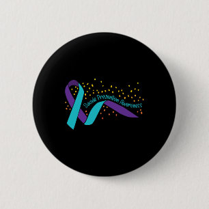 Suicide Prevention Awareness Teal and Purple Ribbo 6 Cm Round Badge