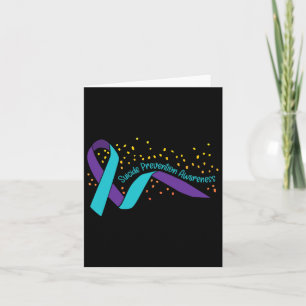 Suicide Prevention Awareness Teal And Purple Ribbo Card