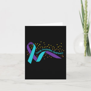 Suicide Prevention Awareness Teal and Purple Ribbo Card