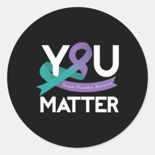 Suicide Prevention Awareness Teal And Purple Ribbo Classic Round Sticker