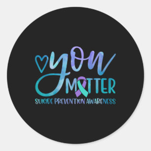 Suicide Prevention Awareness Teal And Purple Ribbo Classic Round Sticker