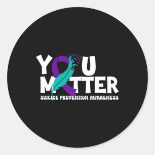 Suicide Prevention Awareness Teal And Purple Ribbo Classic Round Sticker