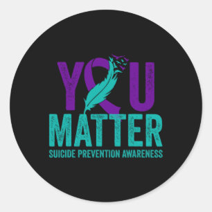 Suicide Prevention Awareness Teal And Purple Ribbo Classic Round Sticker