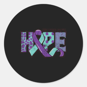 Suicide Prevention Awareness Teal And Purple Ribbo Classic Round Sticker