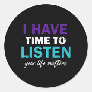 Suicide Prevention Awareness Teal And Purple Ribbo Classic Round Sticker