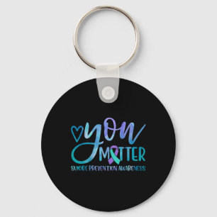 Suicide Prevention Awareness Teal And Purple Ribbo Key Ring