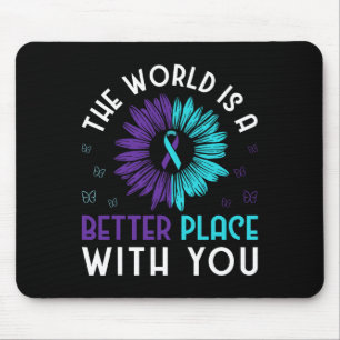 Suicide Prevention Awareness Teal And Purple Ribbo Mouse Pad