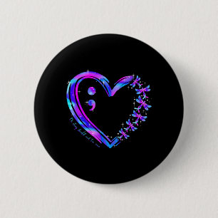 Suicide Prevention Awareness Teal Purple Heart 6 Cm Round Badge