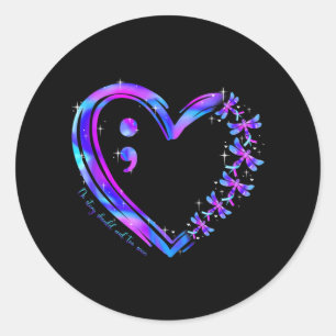 Suicide Prevention Awareness Teal Purple Heart Dra Classic Round Sticker