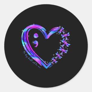 Suicide Prevention Awareness Teal Purple Heart Dra Classic Round Sticker