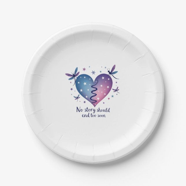 Suicide Prevention Awareness Teal Purple Heart Dra Paper Plate (Front)