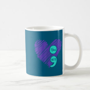 Suicide Prevention Awareness Teal Purple Heart Sem Coffee Mug