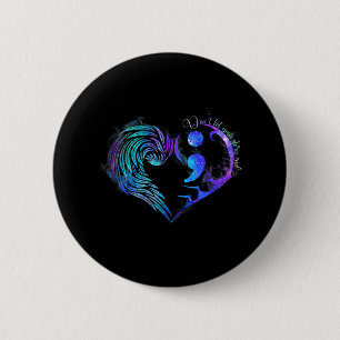 Suicide Prevention Awareness Teal Purple Heart You 6 Cm Round Badge