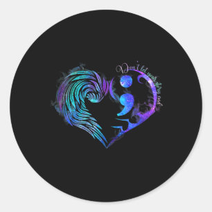 Suicide Prevention Awareness Teal Purple Heart You Classic Round Sticker