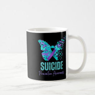 Suicide Prevention Awareness Teal Purple Ribbon Bu Coffee Mug