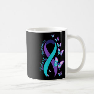Suicide Prevention Awareness Teal Purple Ribbon Bu Coffee Mug