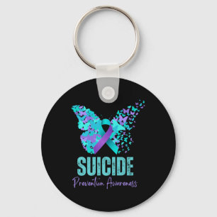 Suicide Prevention Awareness Teal Purple Ribbon Bu Key Ring
