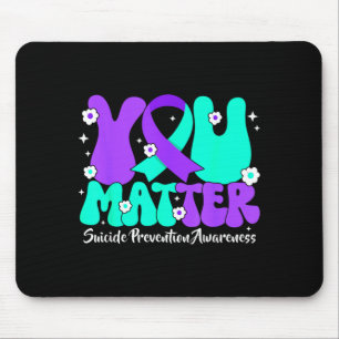 Suicide Prevention Awareness Teal Purple Ribbon Mouse Pad