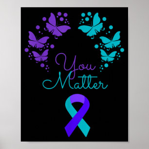 Suicide Prevention Awareness Teal Purple Ribbon Poster
