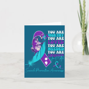Suicide Prevention Awareness Teal Purple Ribbon Su Card
