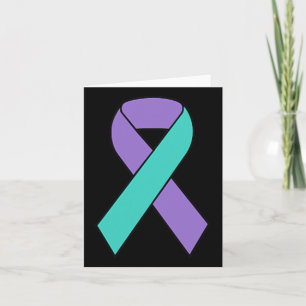 Suicide Prevention Awareness Teal Purple Ribbon Wo Card