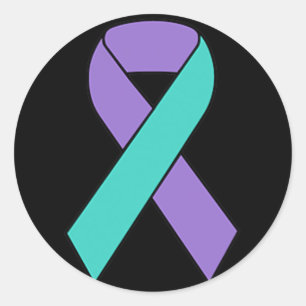 Suicide Prevention Awareness Teal Purple Ribbon Wo Classic Round Sticker