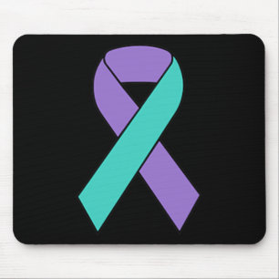 Suicide Prevention Awareness Teal Purple Ribbon Wo Mouse Pad