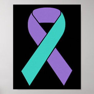 Suicide Prevention Awareness Teal Purple Ribbon Wo Poster