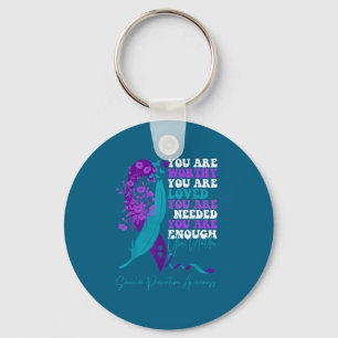 Suicide Prevention Awareness Teal Purple Ribbon Yo Key Ring