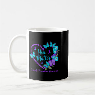 Suicide Prevention Awareness Teal Purple Ribbons Coffee Mug