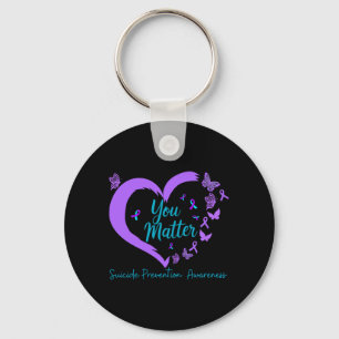 Suicide Prevention Awareness Teal Purple Ribbons Key Ring