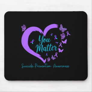 Suicide Prevention Awareness Teal Purple Ribbons Mouse Pad