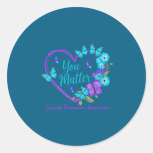 Suicide Prevention Awareness Teal Purple Ribbons Y Classic Round Sticker
