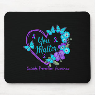Suicide Prevention Awareness Teal Purple Ribbons Y Mouse Pad