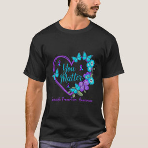 Suicide Prevention Awareness Teal Purple Ribbons Y T-Shirt