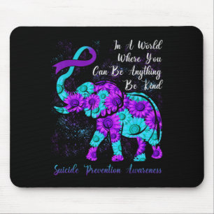 Suicide Prevention Awareness Teal Purple Sunflower Mouse Pad