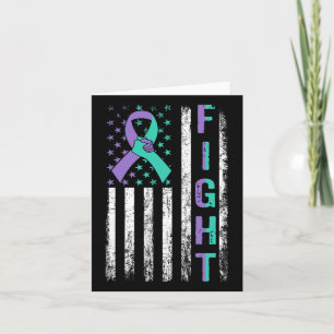 Suicide Prevention Awareness Teal Purple Usa Flag Card