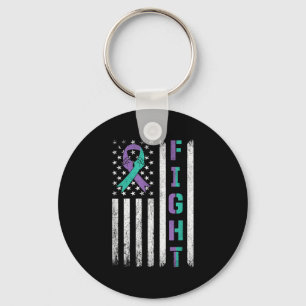 Suicide Prevention Awareness Teal Purple Usa Flag Key Ring