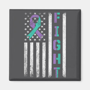 Suicide Prevention Awareness Teal Purple Usa Flag Magnet