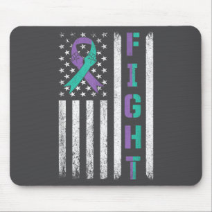Suicide Prevention Awareness Teal Purple Usa Flag  Mouse Pad