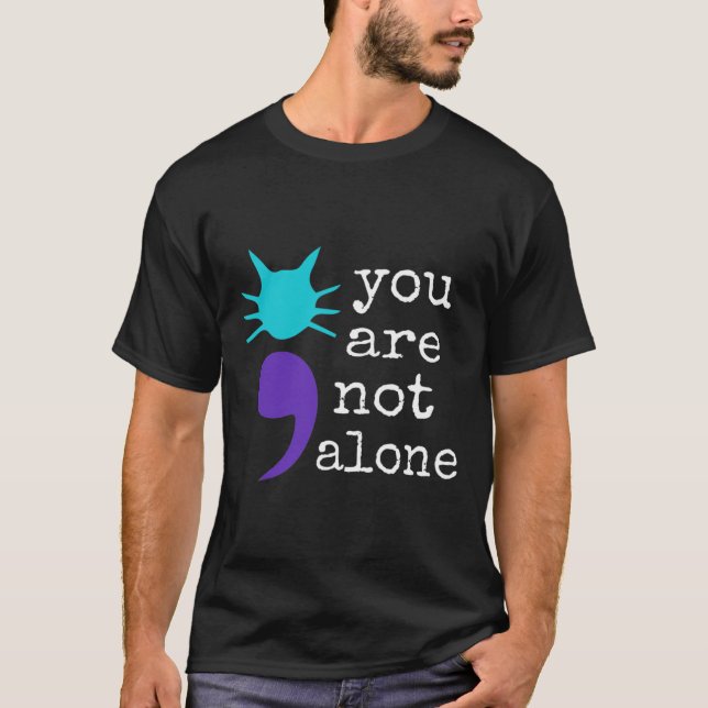 Suicide Prevention Awareness Tee Cat Shape Semicol (Front)