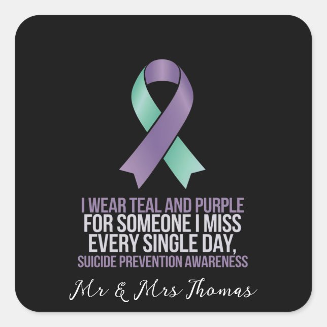 Suicide Prevention Awareness Together for Help Square Sticker (Front)