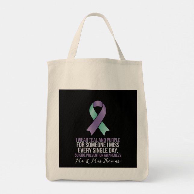 Suicide Prevention Awareness Together for Help Tote Bag (Back)