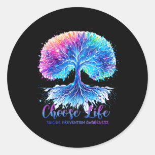 Suicide Prevention Awareness Tree For Men And Wome Classic Round Sticker