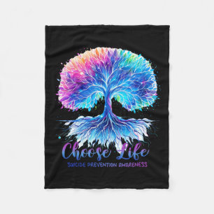 Suicide Prevention Awareness Tree For Men And Wome Fleece Blanket